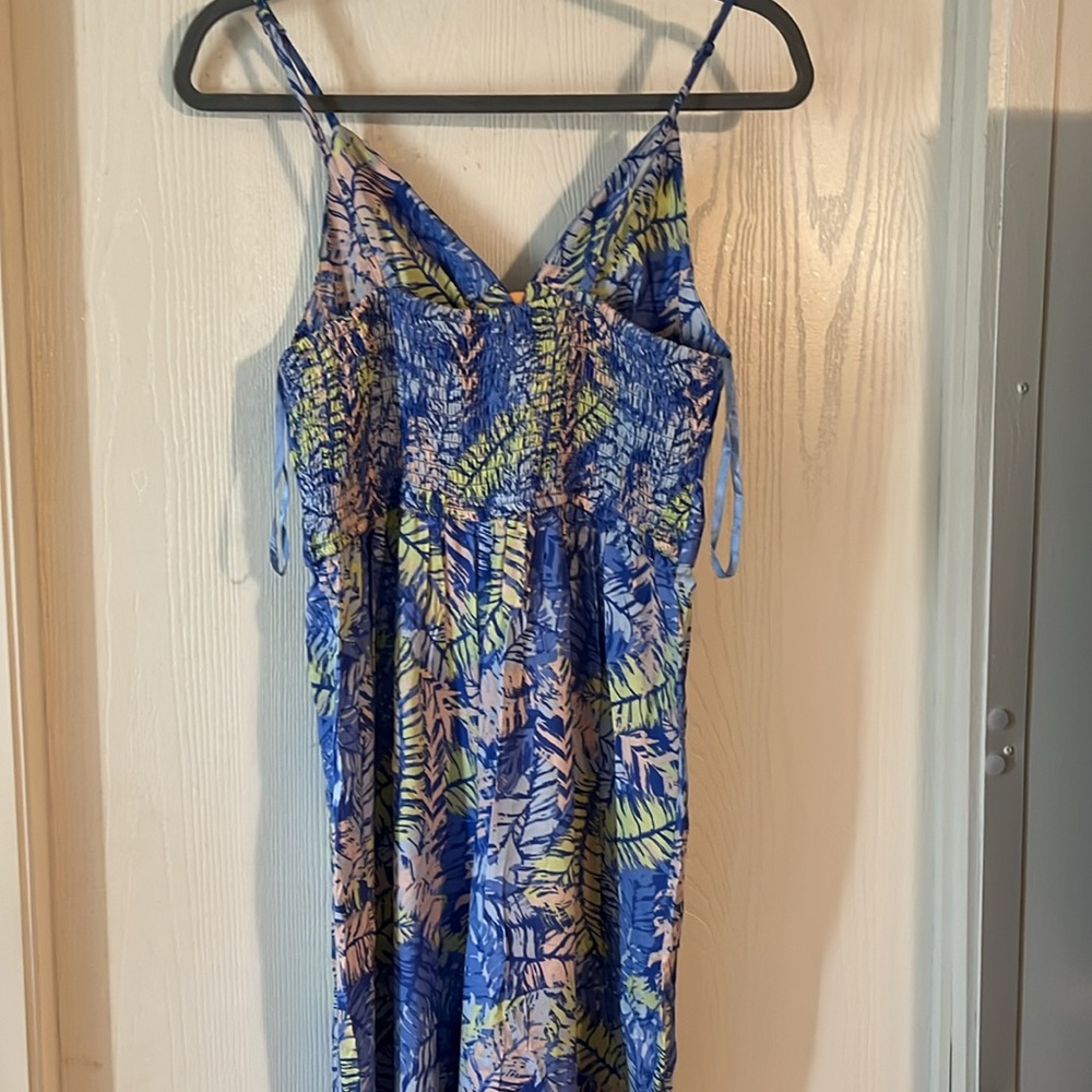 Blue Tropical Print Wide-Leg Jumpsuit - Picture 5 of 11